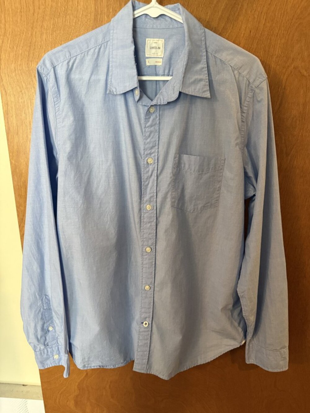 GAP Light Blue Button Down Shirt Men's Size Large 100% Cotton "Lived In"
